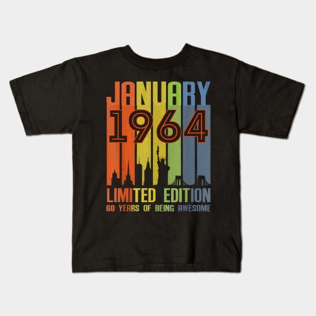 January 1964 60 Years Of Being Awesome Limited Edition Kids T-Shirt by Vladis